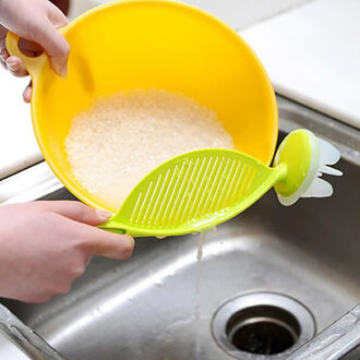 Food Grade Plastic Rijst Bonen Erwten Wassen Filter Zeef Mand Zeef Afdruiprek Met Handvat Gadget Tool Drie Kleuren