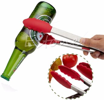 Food Grade Siliconen Keuken Koken Tong Salade Serveren Bbq Tang Clip Clamp Accessoires Rvs Handvat Gebruiksvoorwerp Bbq Gereedschap