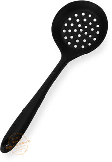 Food Grade Siliconen Lange Steel Rijst Soep Lepel Keuken Siliconen Lepel Bestek Gebruiksvoorwerpen Accessoires Effen Kleur Kinderen Lepel zwart