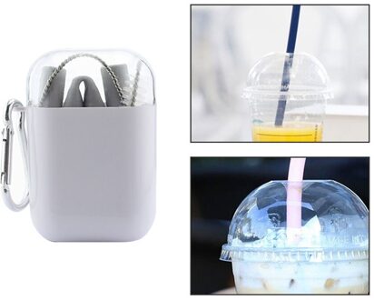 Food Grade Siliconen Rietjes Folding Flexibele Draagbare Herbruikbare Inklapbare Rietjes Met Draagtas En Schoon Borstels grijs