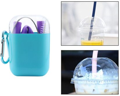 Food Grade Siliconen Rietjes Folding Flexibele Draagbare Herbruikbare Inklapbare Rietjes Met Draagtas En Schoon Borstels Paars
