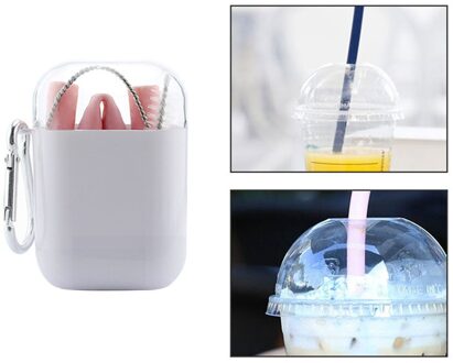Food Grade Siliconen Rietjes Folding Flexibele Draagbare Herbruikbare Inklapbare Rietjes Met Draagtas En Schoon Borstels Roze