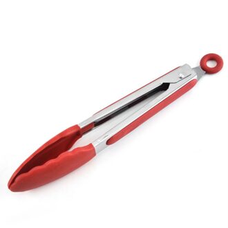 Food Grade Siliconen Voedsel Tong Keuken Tang Gebruiksvoorwerp Koken Tong Clip Clamp Accessoires Barbecue Salade Serveren Bbq Gereedschap Rood
