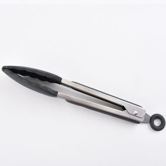 Food Grade Siliconen Voedsel Tong Keuken Tang Gebruiksvoorwerp Koken Tong Clip Clamp Accessoires Barbecue Salade Serveren Bbq Gereedschap zwart