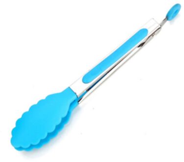 Food Grade Siliconen Voedsel Tong Keuken Tang Gebruiksvoorwerp Koken Tong Clip Clamp Accessoires Salade Serveren Bbq Gereedschap 1Pc blauw
