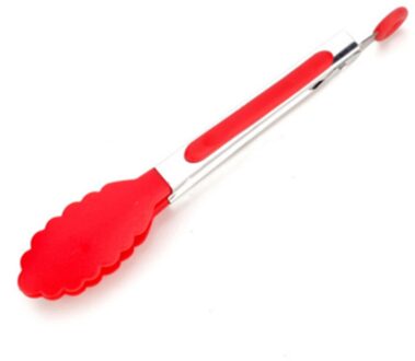 Food Grade Siliconen Voedsel Tong Keuken Tang Gebruiksvoorwerp Koken Tong Clip Clamp Accessoires Salade Serveren Bbq Gereedschap 1Pc rood