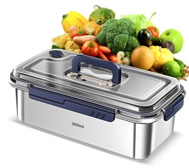 Food Storage Containers with Lids Airtight Food Grade 316 Stainless Steel Large Capacity Leakproof Kitchen Storage Container with Date Indicator Sealing Ring Hidden Handle Oven Microwave Safe