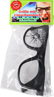 Fop bril met barst in glas - zwart - kunststof - verkleedbrillen Multi