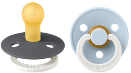 Fopspeen Blister 2 stuks 0-6 maanden | glow in the dark | Iron/Baby Blue | Maat 1