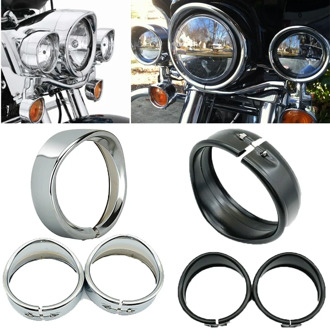 For Harley Touring FLD Road King Electra Glide Trike Motorcycle 7'' Headlight Trim Ring 4.5inch Fog light virsor Trim ring Bezel