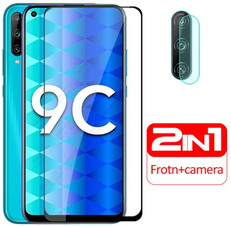for huawei honor 9c glass 2 in 1 camera protective glass honor 9c xonor 9 c c9 on honor9c aka-l29 screen protector 3D cover film