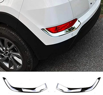 for Hyundai Tucson 2016 2017 2018 Chrome Rear Bumper Reflector Fog Light Lamp Cover Strip Bezel Molding Garnish Lid Car Styling