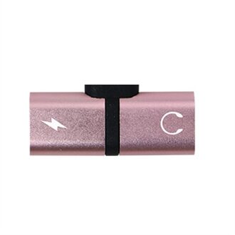For iPhone Adapter 2 In 1 Dual-port Connector For iPhone 11 PRO MAX XS XR X 8 Plus T-shaped Converter Audio Charger Splitter roos goud