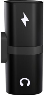 For iPhone Adapter 2 In 1 Dual-port Connector For iPhone 11 PRO MAX XS XR X 8 Plus T-shaped Converter Audio Charger Splitter zwart