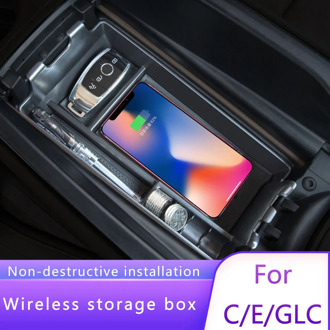 For Mercede GLC/E/C Class w205 w213 LHD Car Wireless Charger Phone Holder Wireless Charging Central Armrest Storage Box Coin Box