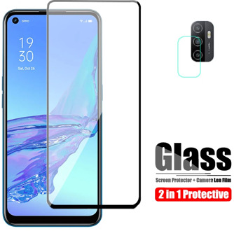 for Oppo A53 Glass Protectve On for Oppo A52 Glass Screen Protector And Camera Len Glas OppoA53 A 53 Protection Film HD Black