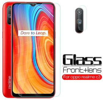 For oppo realme c3 Glass 2-in-1 camera lens protective Glass realmec3 real me c 3 3c screen protector tempered glas phone Film