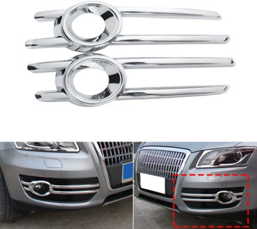 For- Q5 2009-2012 ABS Chrome Front Fog Light Lamp Grill Frame Panel Cover Bezel Trim Auto Styling Garnish Sticker