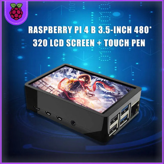 For Raspberry Pi 4 Touch Screen 3.5 inch TFT LCD 480*320 GPIO Display with ABS Case+Power+Fan+ 64GB Card for Raspberry Pi 4B