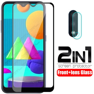 For samsung m01 Glass 2 in 1 camera lens protective Glass For samsung galaxy m01 m 01 m015F 5.7" screen protector 3D Cover Film