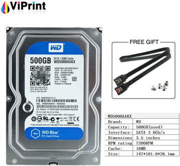For WD 500GB Original Used PC Blue Hard Drive 7200 RPM 16M Cache Desktop Computer 3.5" Internal Mechanical HDD SATA3 6Gb/s