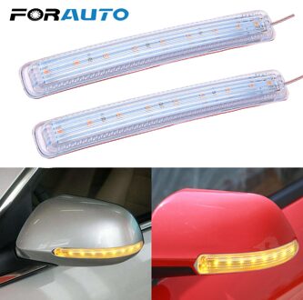 FORAUTO 2 STUKS Amber LED Auto Lichtbron Geel Zachte 9 SMD FPC Richtingaanwijzer DC 12V Auto achteruitkijkspiegel Indicator Lamp