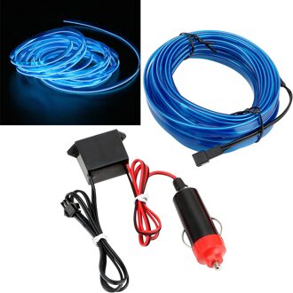 Forauto 5 Meter Auto Interieur Verlichting Auto Led Strip El Draad Touw Auto Sfeer Decoratieve Lamp Flexibele Neon Light Diy blauw