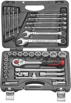 Force 1/2" 6-kant dopsleutelcombinatie- en steeksleutelset 32 delig 4324