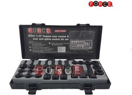 Force 1/2" Krachtdoppen set Torx & Veeltand 25 delig 4256
