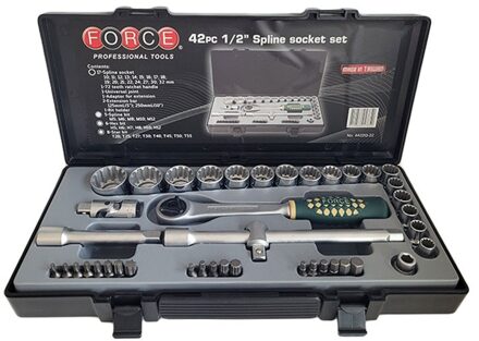Force 1/2" Veeltand-doppenset 72-tands ratel 42-delig 4422Q22