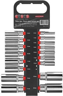Force 1/4", 3/8" & 1/2" 6-kant Lange doppenset 17-delig 4178