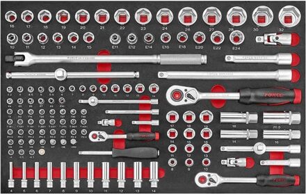 Force 1/4", 3/8" & 1/2" Doppen- en sleutelset 128-delig (EVA) 41281