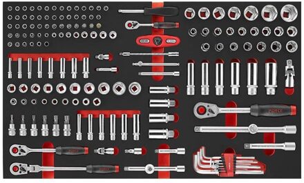 Force 1/4", 3/8" & 1/2" Doppen- en sleutelset 162-delig (EVA) 41621