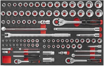 Force 1/4", 3/8" & 1/2" Doppen- en Sleutelset 95-delig (EVA) 4951