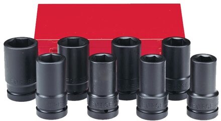 Force 1" Krachtdoppenset lang SAE 8-delig 8081DS