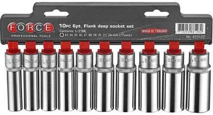 Force Doppenset 1/2" 12-kant lang 77mml 10 delig 41015D9