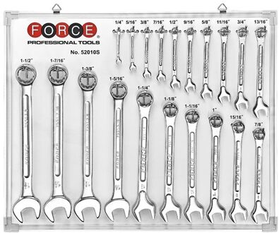 Force Steek-ringsleutelset SAE 20 delig 52010S