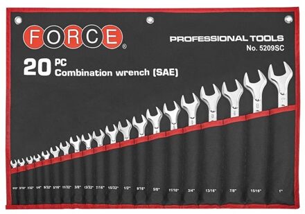 Force Steekringsleutelset SAE met tas 20-delig 5209SC