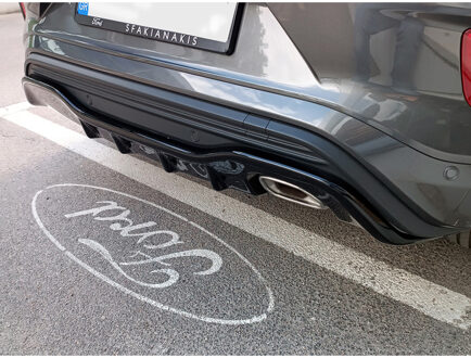Ford Achterbumperskirt (Diffuser) passend voor Ford Puma ST-Line 2019- (ABS Glanzend Zwart) DXRFO08