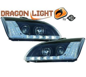 Ford Koplampen passend voor + DRL passend voor Ford Focus II 2004-2008 zwart 1416385