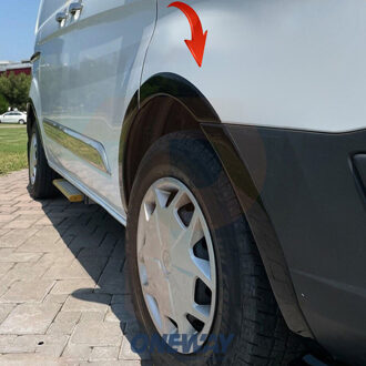 Ford Oneway Set spatbordverbreders (Trims) passend voor Ford Transit Custom MK1 2012-2018 Glanzend zwart OWWA03002G