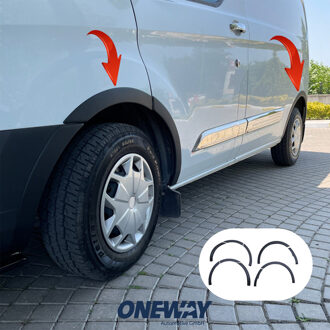 Ford Oneway Set spatbordverbreders (Trims) passend voor Ford Transit Custom MK1 2012-2018 - Matzwart OWWA03002