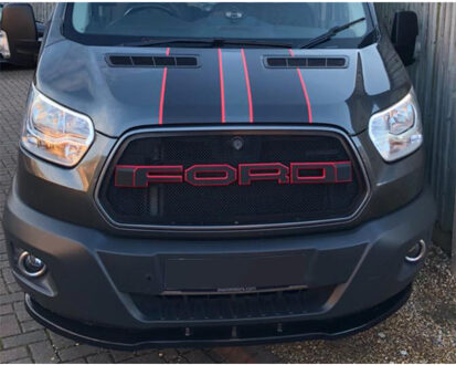 Ford Oneway Voorspoilerlip passend voor Ford Transit MK8 2014-2019 - Glanzend zwart OWFS01029