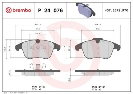 Ford Remblokkenset, schijfrem BREMBO XTRA LINE P24076X