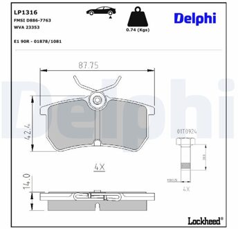 Ford Remblokkenset, schijfrem LP1316