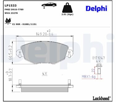 Ford Remblokkenset, schijfrem LP1533