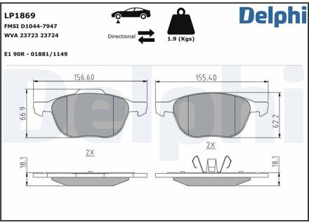 Ford Remblokkenset, schijfrem LP1869