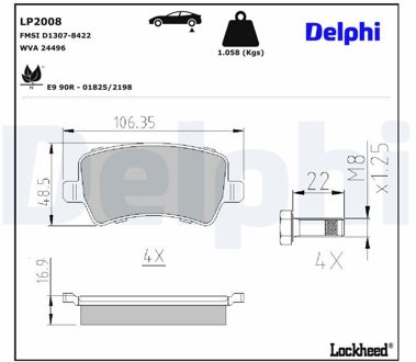 Ford Remblokkenset, schijfrem LP2008
