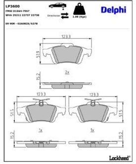 Ford Remblokkenset, schijfrem LP3600