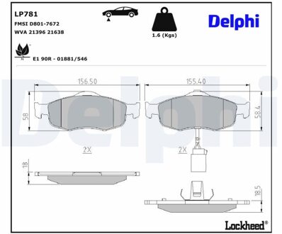 Ford Remblokkenset, schijfrem LP781